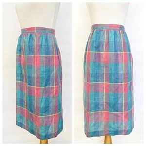 Blue, Purple, Plaid Skirt by John Meyer, Cotton Bl